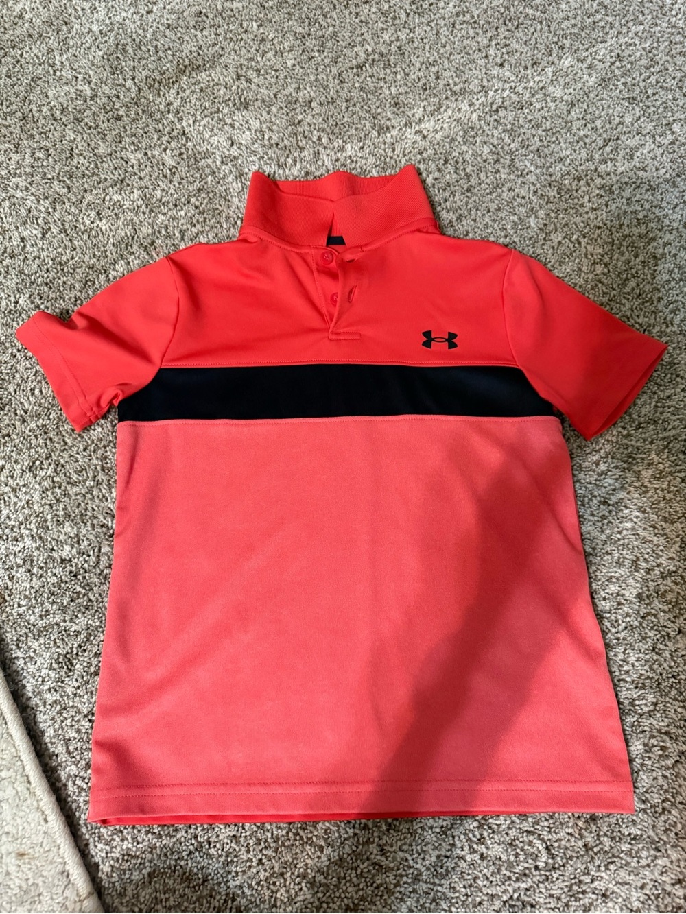 Under Armour Kids red Polo with Black Chest Stripe